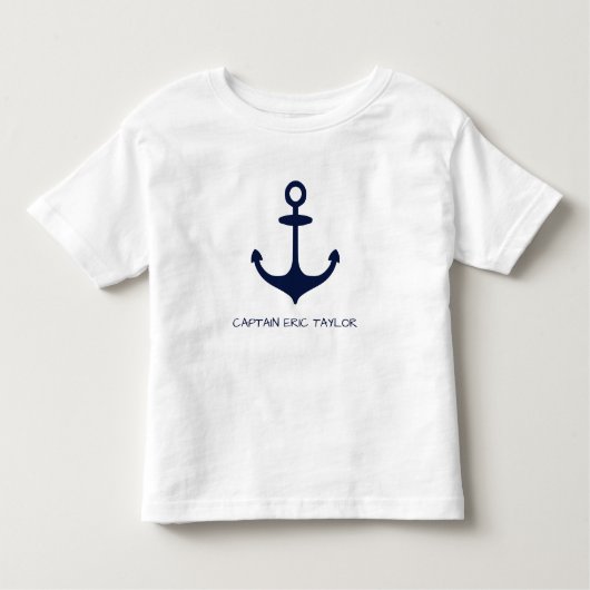Personalisiert Navy Blue Nautical Anchor Kleinkind T-shirt (Vorderseite)