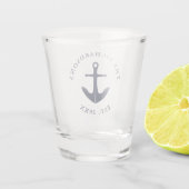 Personalisiert Navy Blue Nautical Anchor Schnapsglas (Rückseite)