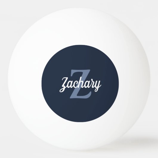 Personalisiert Navy Blue Retro Monogramm Tischtennisball (Vorderseite)