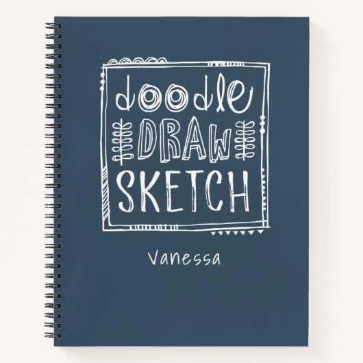 Personalisiert Navy Blue Sketchbook Notizblock (Vorderseite)