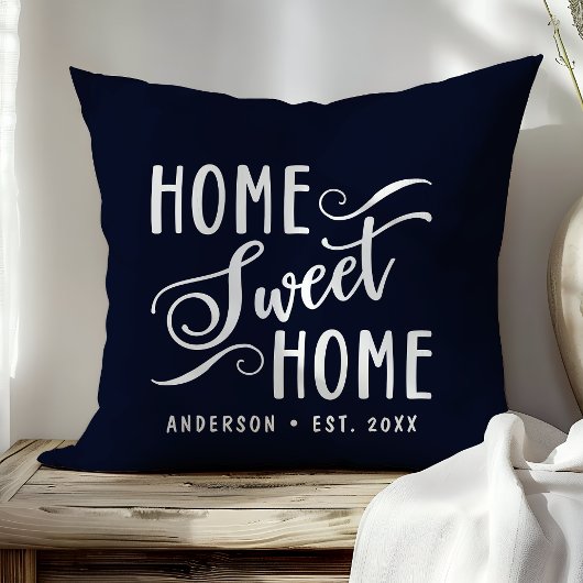 Personalisiert Navy Blue Zuhause Sweet Zuhause Kissen