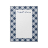 Personalisiert Navy Gingham Notepad Notizblock (Rotiert)