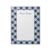 Personalisiert Navy Gingham Notepad Notizblock (Rotiert)