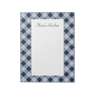 Personalisiert Navy Gingham Notepad Notizblock
