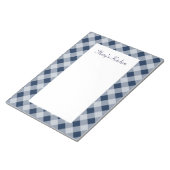 Personalisiert Navy Gingham Notepad Notizblock (angewinkelt)