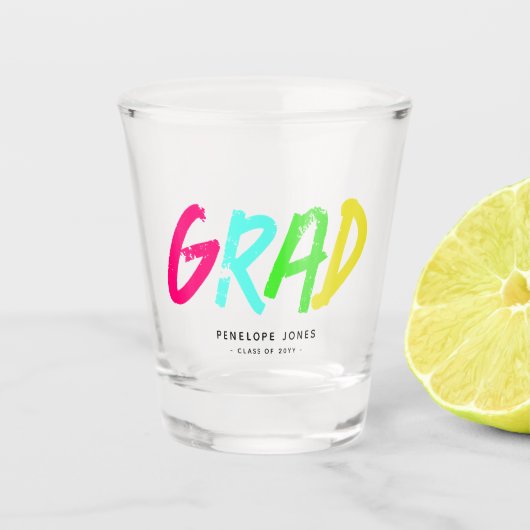 Personalisiert Neon GRAD Keepake Schnapsglas (Vorderseite)