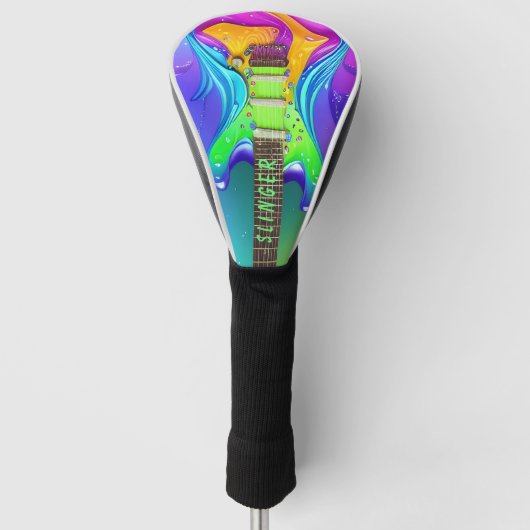 Personalisiert Neon Guitar Psychedelic Vintag Golf Golf Headcover (Vorderseite)