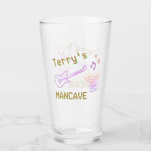 Personalisiert Neon Mancave 🍺 Imitats Tavern Club Glas (Vorderseite)