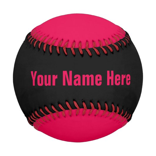 Personalisiert Neon Pink und Black Baseball (Rückseite)