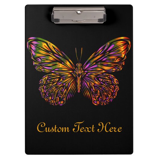 Personalisiert Neon Rainbow Butterfly Klemmbrett (Vorderseite)