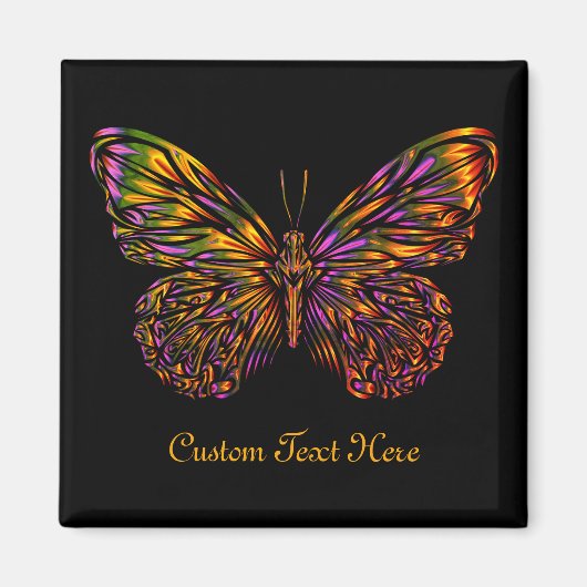 Personalisiert Neon Rainbow Butterfly Magnet (Vorne)