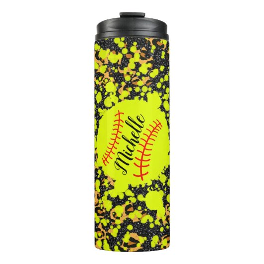Personalisiert Neon Softball Thermal Tumbler Thermosbecher (Vorderseite)