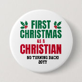 PERSONALISIERT NEUE CHRISTLICHE ERSTE CHRISTMAS BUTTON (Vorderseite)