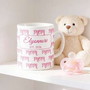 Personalisiert Neue Mutter Gegründet Rosa Name Kaffeetasse