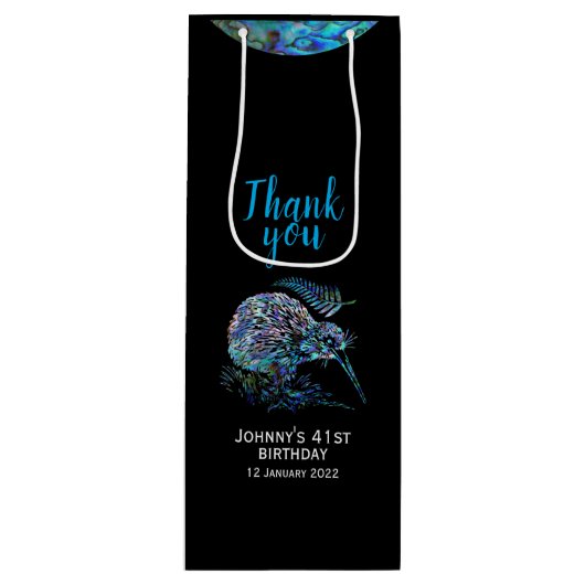 PERSONALISIERT NEUE ZEALAND KIWI PAUA WEINGIFT BAG GESCHENKTÜTE FÜR WEINFLASCHEN (Vorderseite)