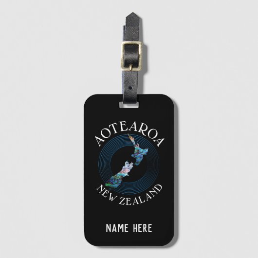 PERSONALISIERT NEUE ZEALAND MAP PAUA LUGGAGE TAG GEPÄCKANHÄNGER (Vorderseite Vertikal)