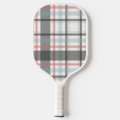 Personalisiert neutrales Kariert (Roter Streifen) Pickleball Schläger (Rückseite)