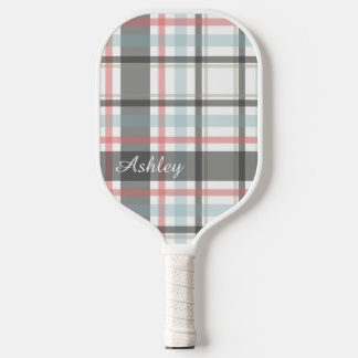 Personalisiert neutrales Kariert (Roter Streifen) Pickleball Schläger