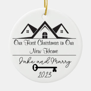 Personalisiert New Zuhause Weihnachts-Ornament Keramik Ornament