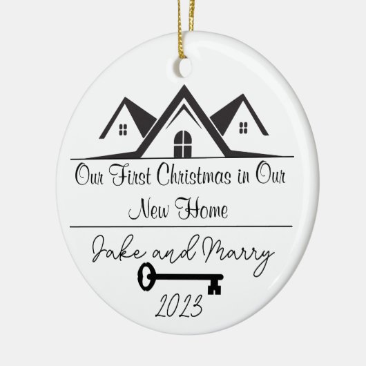 Personalisiert New Zuhause Weihnachts-Ornament Keramik Ornament (Links)