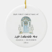 Personalisiert New Zuhause Weihnachts-Ornament Keramik Ornament (Hinten)