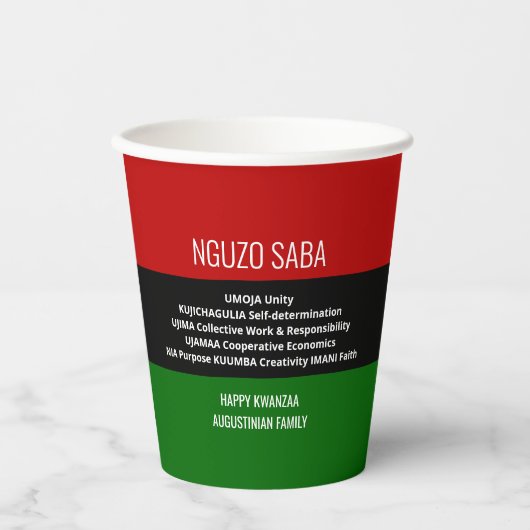 Personalisiert NGUZO SABA Happy Kwanzaa Pappbecher (Vorderseite)