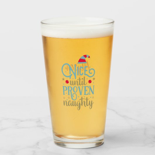 Personalisiert "Nice bis Proven Naughty" Weihnacht Glas (Vorne (Gefüllt))