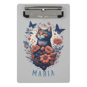 Personalisiert Nice Kitten Floral Cat Mini Klemmbrett