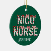 Personalisiert NICU Nurse Christmas Coquette Bow Keramik Ornament (Rechts)