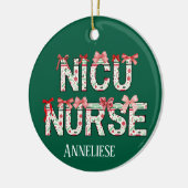 Personalisiert NICU Nurse Christmas Coquette Bow Keramik Ornament (Links)