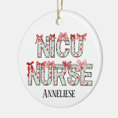 Personalisiert NICU Nurse Christmas Coquette Bow Keramik Ornament (Links)
