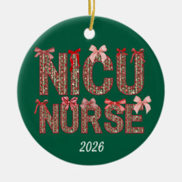 Personalisiert NICU Nurse Coquette Bow Weihnachten Keramik Ornament
