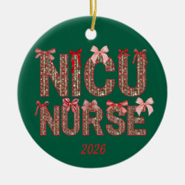 Personalisiert NICU Nurse Coquette Bow Weihnachten Keramik Ornament