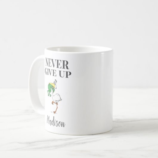 Personalisiert nie Froschvogel aufgeben Kaffeetasse (Vorderseite Links)