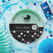 Personalisiert Niedlich als Button Baby Dusche Pappteller (Party)