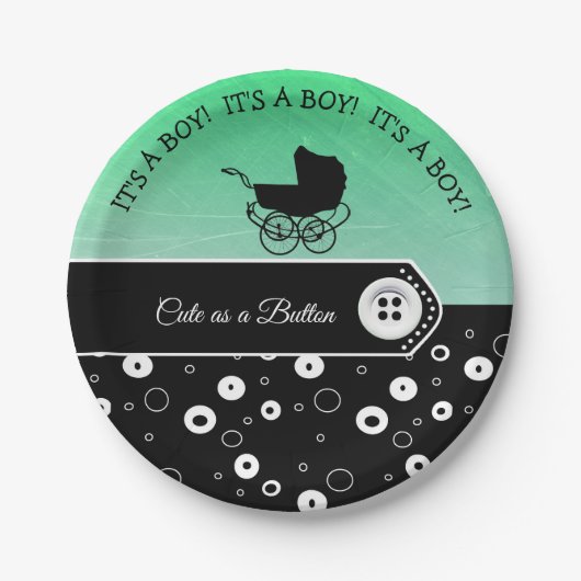 Personalisiert Niedlich als Button Baby Dusche Pappteller (Vorderseite)