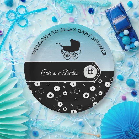 Personalisiert Niedlich als Button Baby Dusche Pappteller (Party)