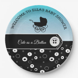 Personalisiert Niedlich als Button Baby Dusche Pappteller