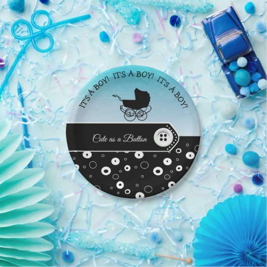 Personalisiert Niedlich als Button Baby Dusche Pappteller (Party)