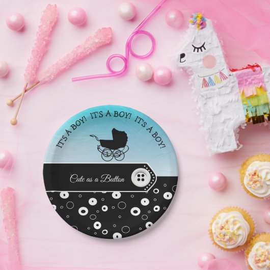 Personalisiert Niedlich als Button Baby Dusche Pappteller (Party)