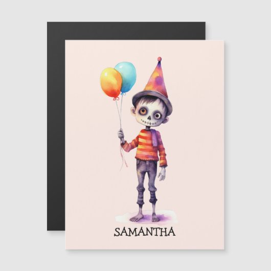 Personalisiert Niedlich Kid Zombie Halloween Magnetkarte (Vorne/Hinten)