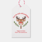 Personalisiert Niedlich Reindeer Pickleball Geschenkanhänger (Vorderseite)