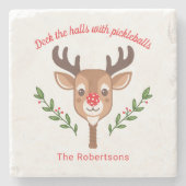 Personalisiert Niedlich Reindeer Pickleball Steinuntersetzer (Vorderseite)
