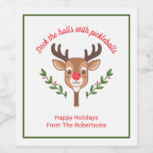 Personalisiert Niedlich Reindeer Pickleball Weinetikett (Einzelnes Label)