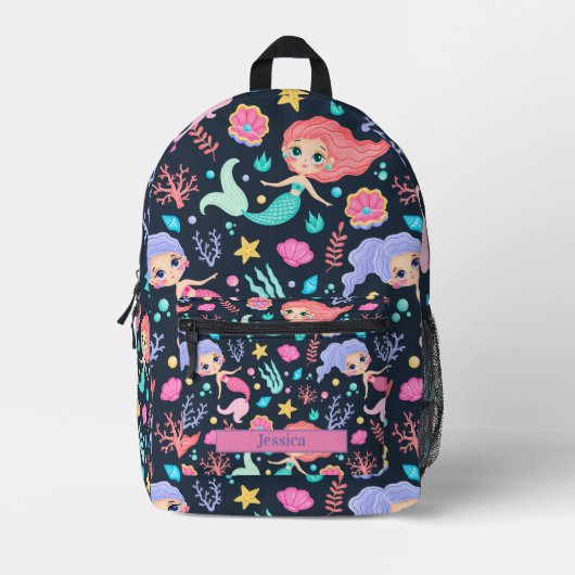 Personalisiert Niedlich Trendy Mermaid Bedruckter Rucksack (Vorderseite)