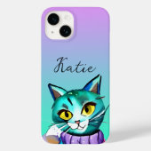 Personalisiert Niedliche Blue Kitty Cat Case-Mate iPhone Hülle (Rückseite)