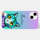 Personalisiert Niedliche Blue Kitty Cat Case-Mate iPhone Hülle (Rückseite (Horizontal))
