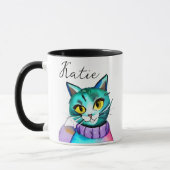 Personalisiert Niedliche Blue Kitty Cat Tasse (Links)