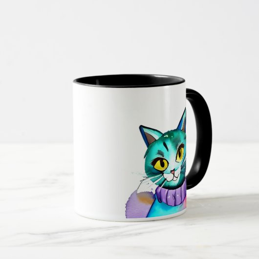 Personalisiert Niedliche Blue Kitty Cat Tasse (VorderseiteRechts)