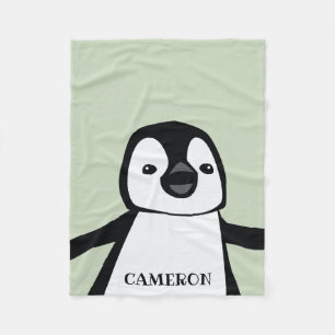 Personalisiert Niedliche Funny Pinguin Baby Green Fleecedecke